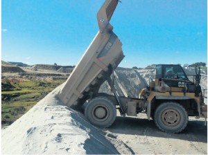Dumping a load directly over the crest of the Dump Stockpile