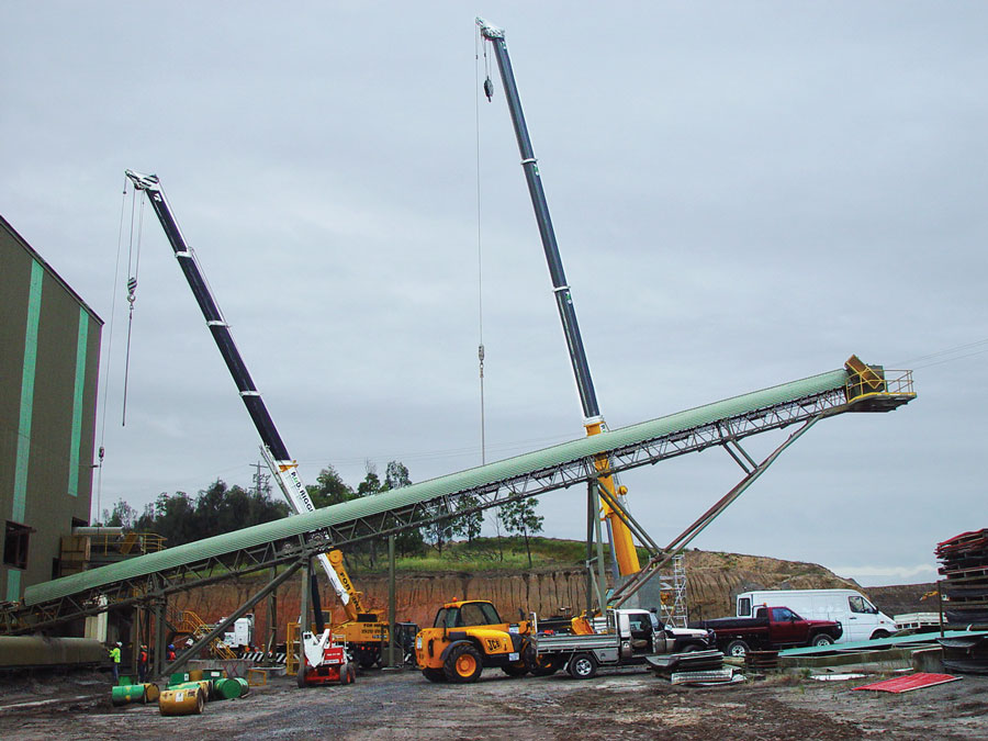 SITE PHOTO: Setting up conveyer that DMM Engineering removed from another site and relocated.