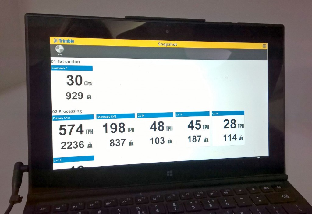 SITE PHOTO: A user views production on their excavator and on their screening plant.